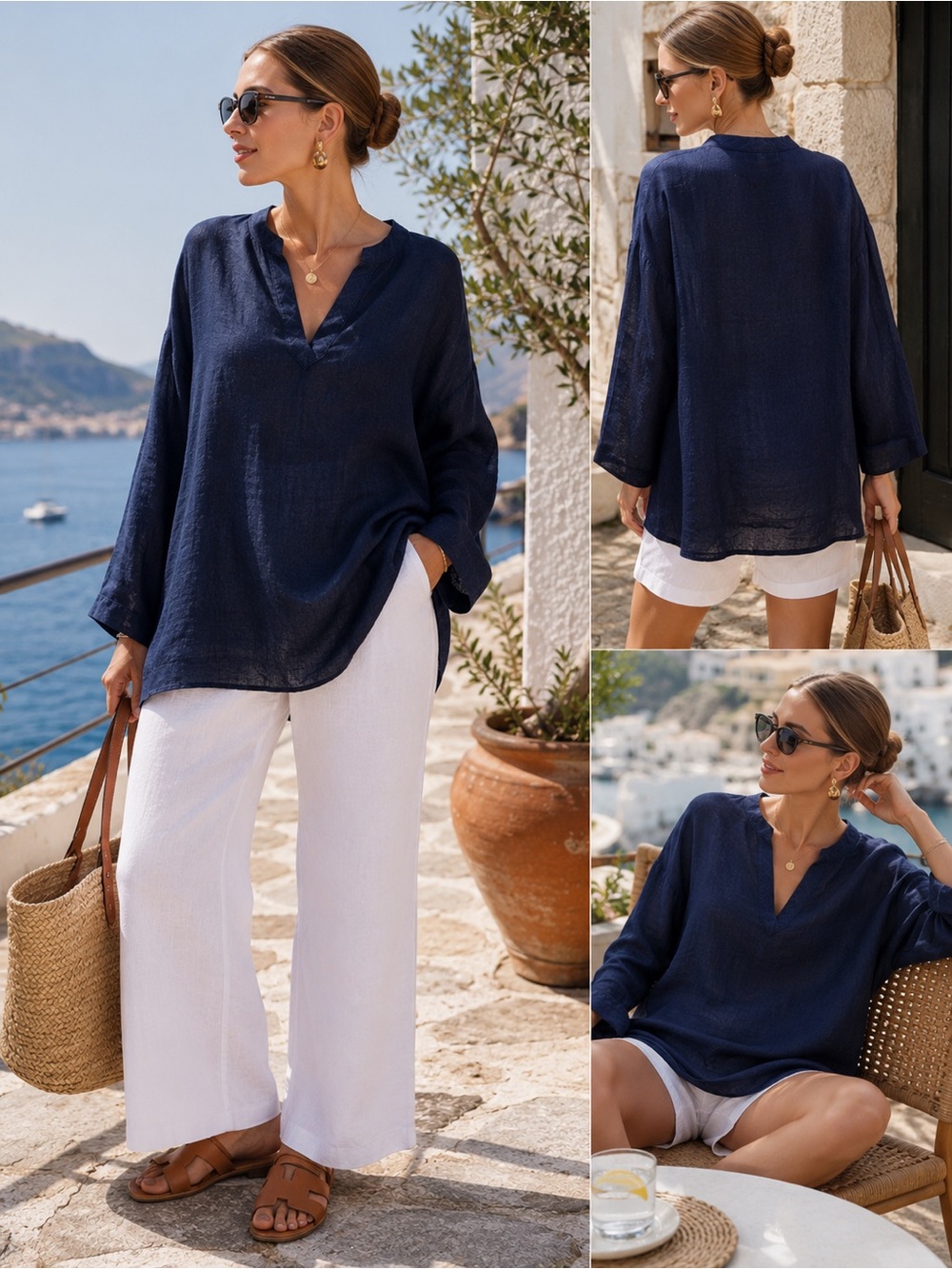Lauren Ralph Lauren 2X Black Linen Tunic Cover Up Euro Summer Coastal